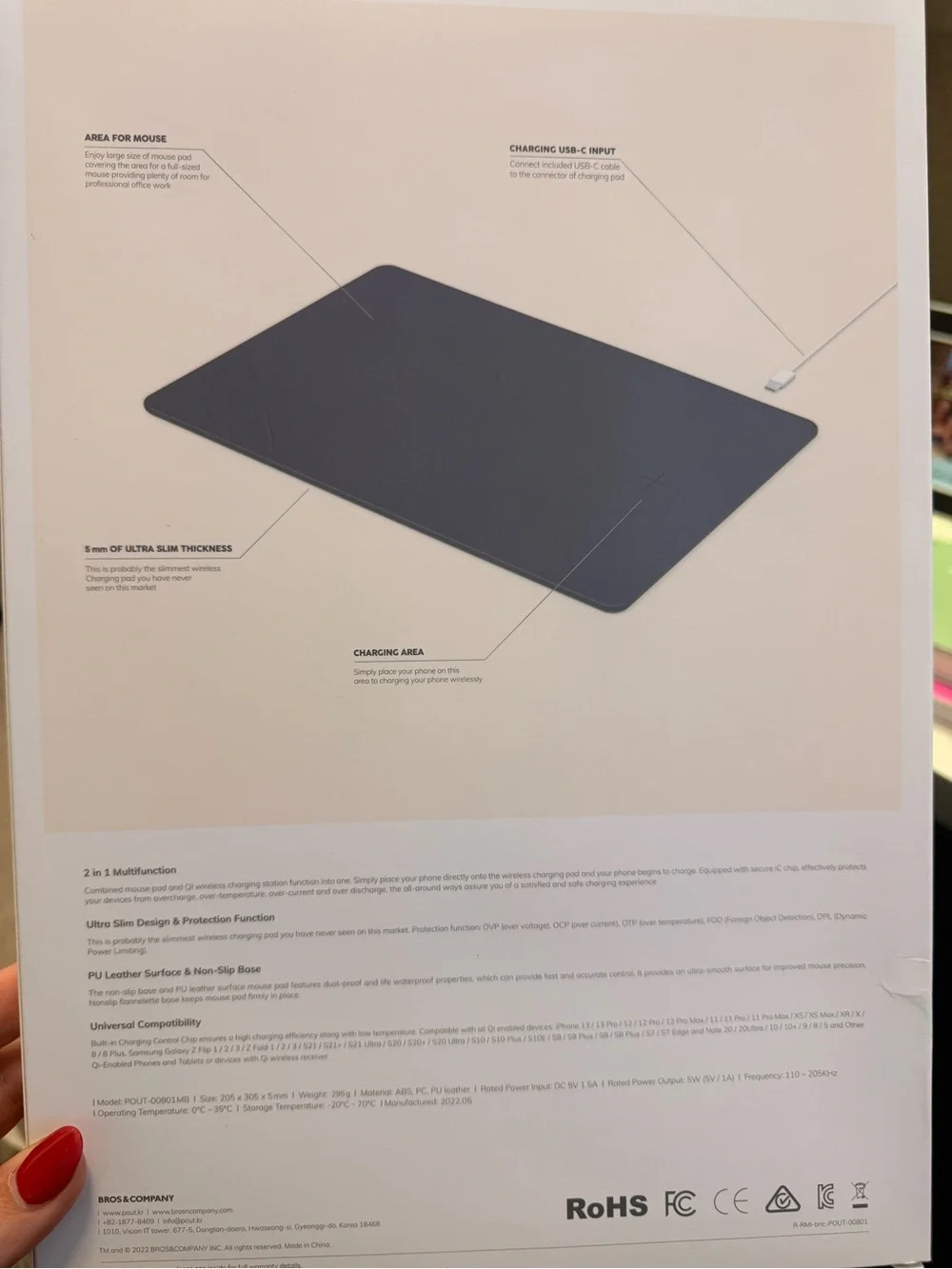 Pout Midnight Blue Wireless Charging Mouse Pad